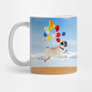 Flying Pug With Balloons Mug